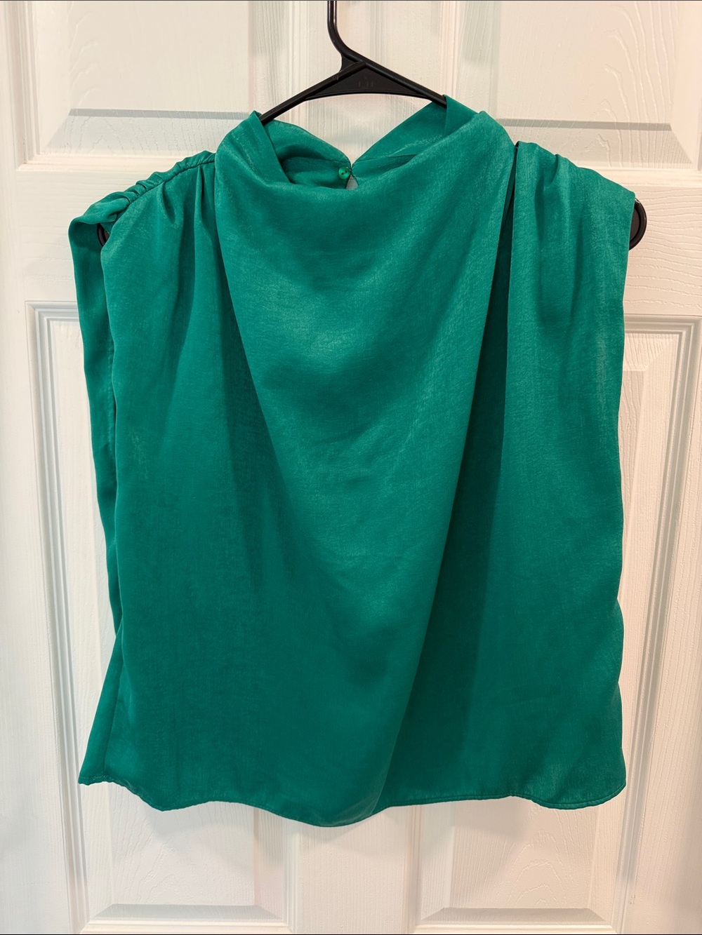 Zara Green Sleeveless Draped Blouse